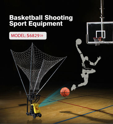 Mesin Menembak Bola Basket Otomatis Warna Kuning Dengan Remote Control Untuk Pelatihan Pribadi