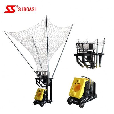 Mesin Menembak Bola Basket Otomatis Warna Kuning Dengan Remote Control Untuk Pelatihan Pribadi