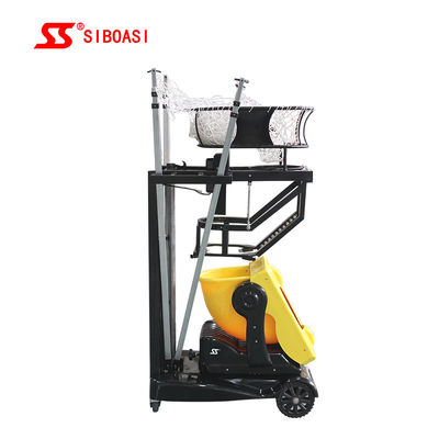 Mesin Menembak Bola Basket Otomatis Warna Kuning Dengan Remote Control Untuk Pelatihan Pribadi